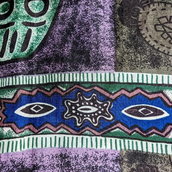 Vintage 90s unisex oversize abstract art silk blouse men's women's - Picture 5 of 6